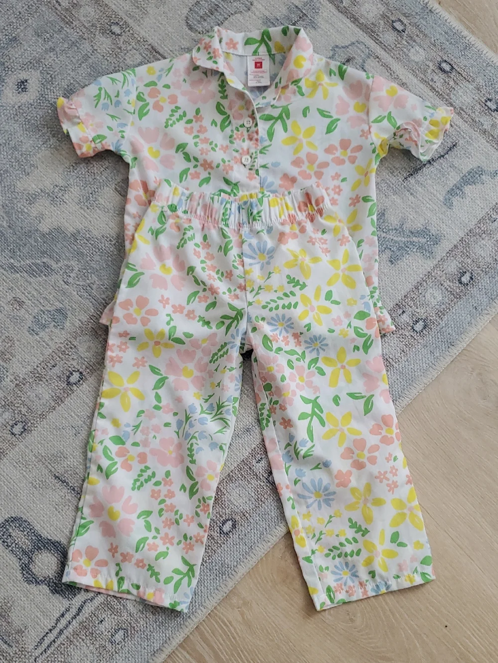 Toddler Girls Floral Ruffle Pajamas 2 Piece Set Sz2